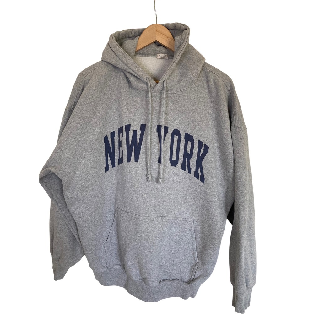 John Galt Brandy Melville New York Graphic Hoodie Gray Oversized MDA110-Z380